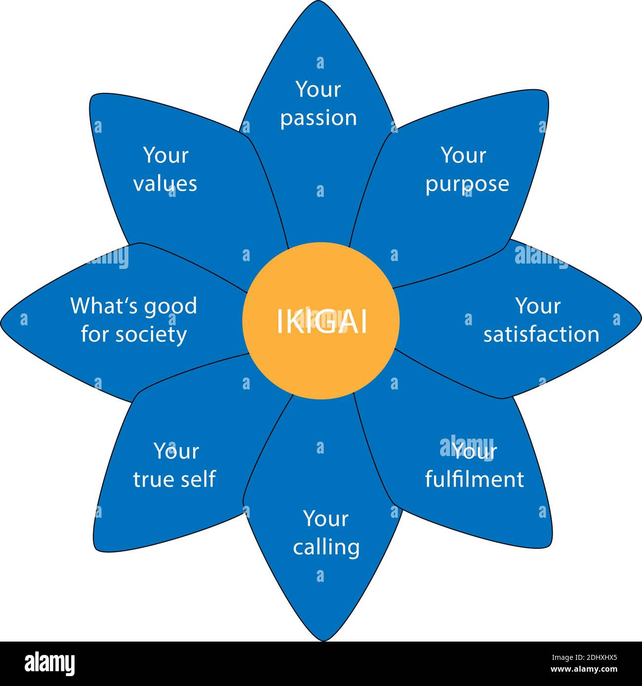 Schema di ikigai giapponese concetto. Illustrazione Vettoriale Illustrazione Vettoriale