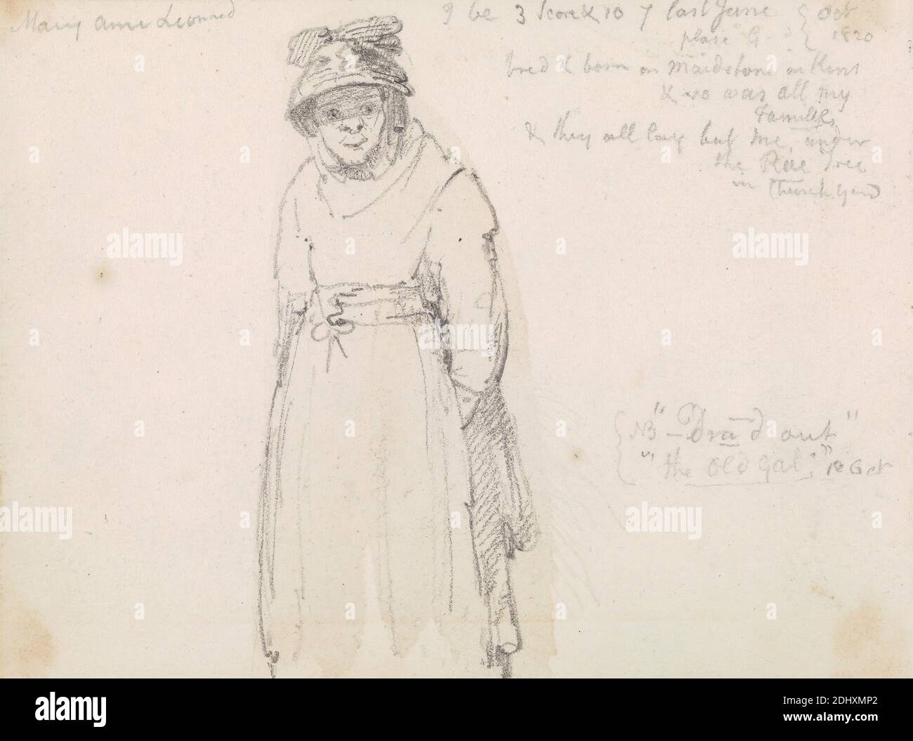 Mary Anne Leonard, Capt. Thomas Hastings, 1778–1854, inglese, 1820, grafite su carta media, leggermente testurizzata, carta in wove crema, foglio: 4 × 5 1/4 pollici (10.2 × 13.3 cm), ritratto Foto Stock