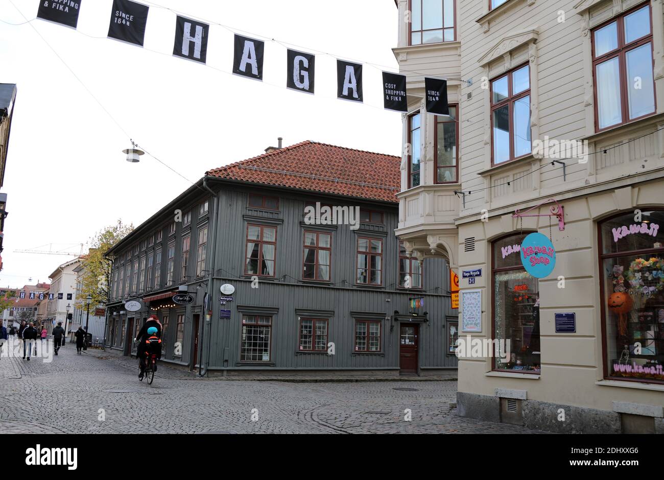 Haga Nygata strada commerciale alla moda a Gothenburg Foto Stock