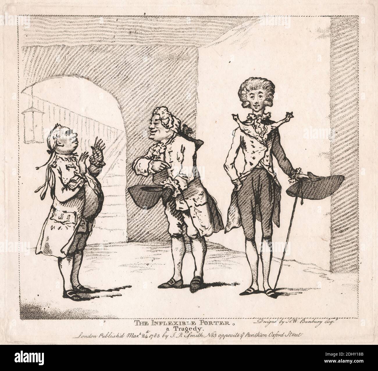 The Inflexible Porter, una tragedia, artista sconosciuto, dopo Henry William Bunbury, 1750–1811, British, 1783 Foto Stock
