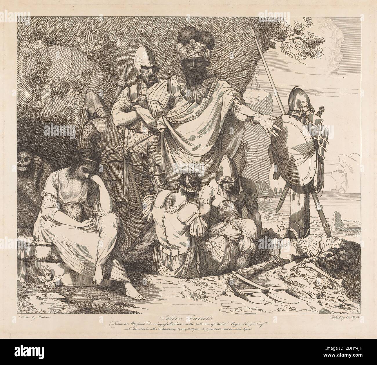 Vita e morte di un soldato: Funerale del soldato (note a 57 del catalogo Mortimer Exhibition 1968), Robert Blyth, 1750–1784, dopo John Hamilton Mortimer, 1740–1779, British, 1781, incisione Foto Stock