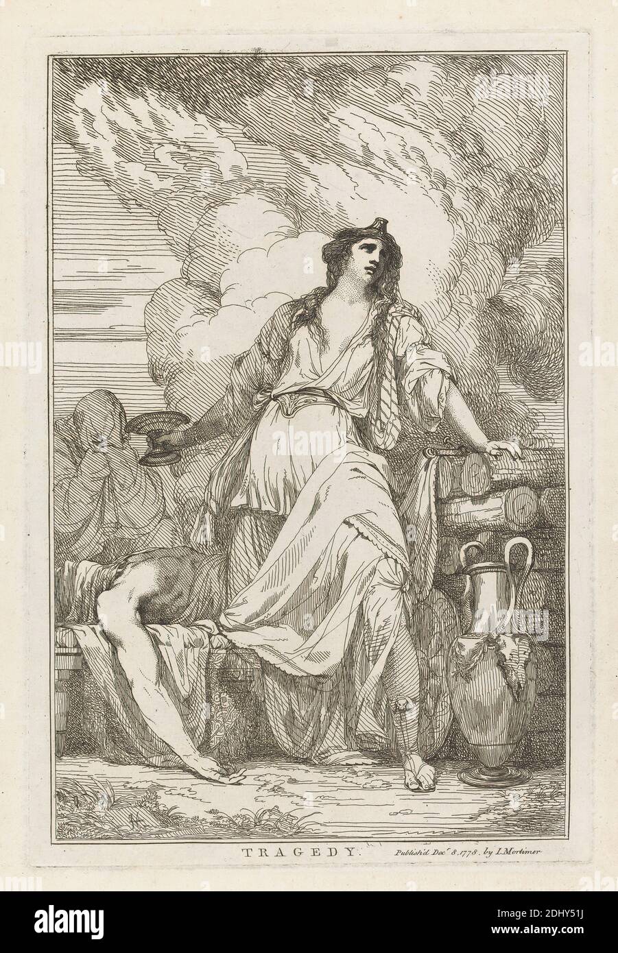 Tragedy, John Hamilton Mortimer, 1740–1779, British, 1778, Etching, piatto: 11 5/8 x 7 7 7/8 in. (29.5 x 20 cm) e foglio: 12 3/4 x 8 15/16" (32.4 x 22,7 cm Foto Stock