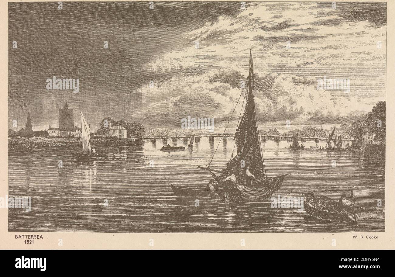 Mappa Premier di Londra e dintorni: Battersea, William Bernard Cooke, 1778–1855, inglese, dopo William Bernard Cooke, 1778–1855, inglese, 1821, riproduzione, foglio: 5 15/16 x 9 5/8". (15.1 x 24,4 cm), soggetto architettonico Foto Stock