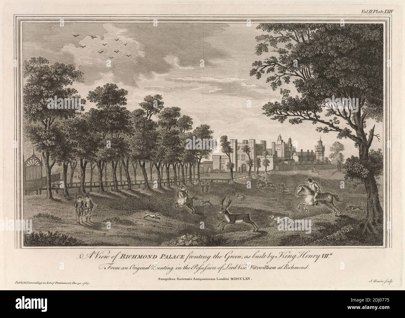 A View of Richmond Palace fronting the Green, James Basire, 1769–1822, inglese, dopo artista sconosciuto, 1765, Engraving Foto Stock