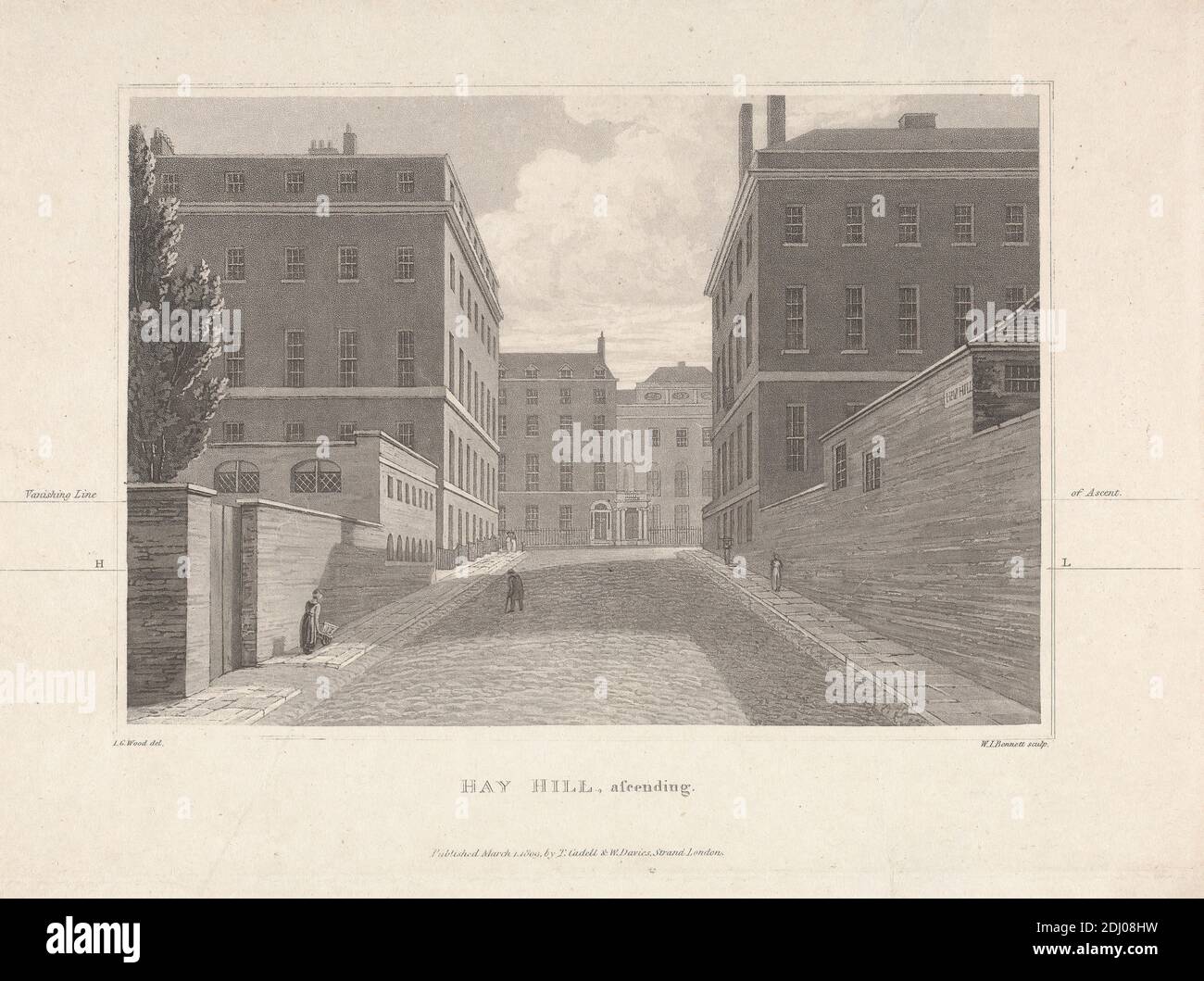 Hay Hill, Ascending, William James Bennett, 1787–1844, inglese, dopo John George Wood, 1768–1838, inglese, 1809, Aquatint Foto Stock