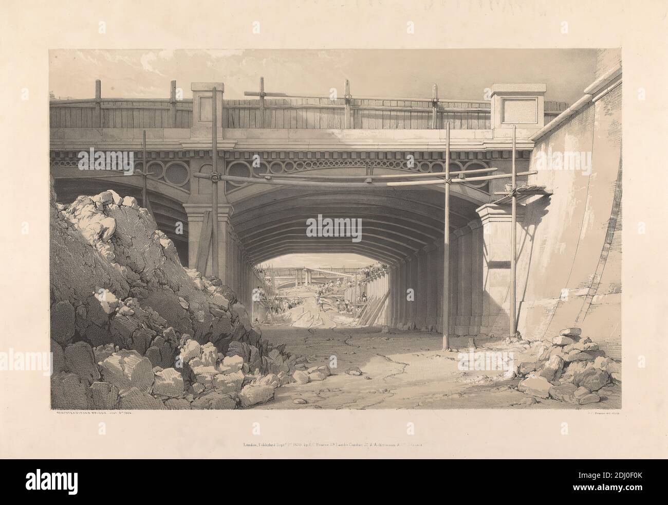 Hampstead Road Bridge, 5 settembre 1836, John Cooke Bourne, 1814–1896, inglese, dopo John Cooke Bourne, 1814–1896, inglese, 1838, litografia Foto Stock