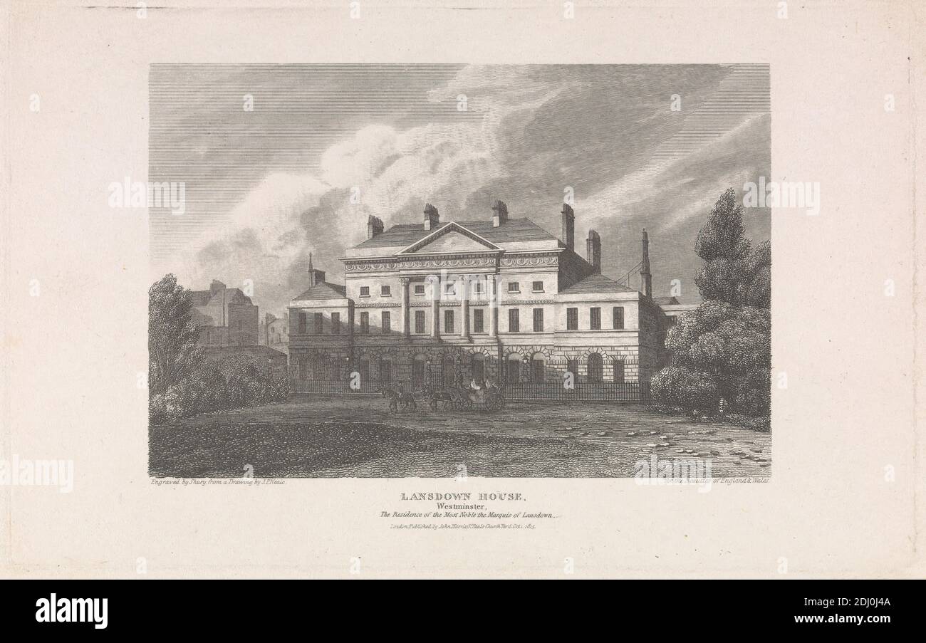 Lansdowne House in Berkeley Square, Mayfair, J. Shury, attivo 1812, dopo John Preston Neale, 1771/80–1847, British, 1815, Engraving Foto Stock