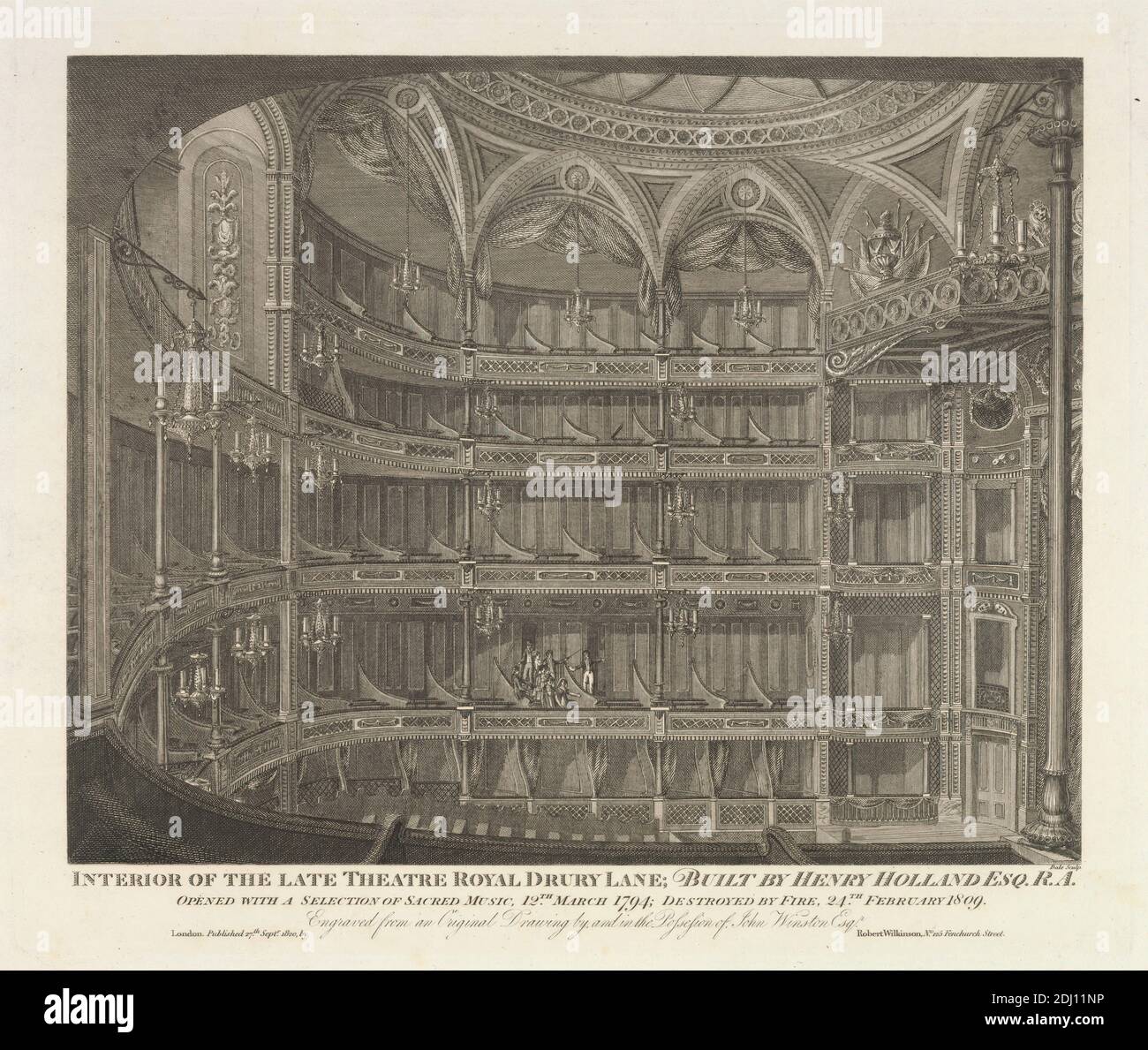 Interno del tardo Teatro reale, Drury Lane, artista sconosciuto, ( Dale ), dopo artista sconosciuto, ( John Winston ), 1820, incisione Foto Stock