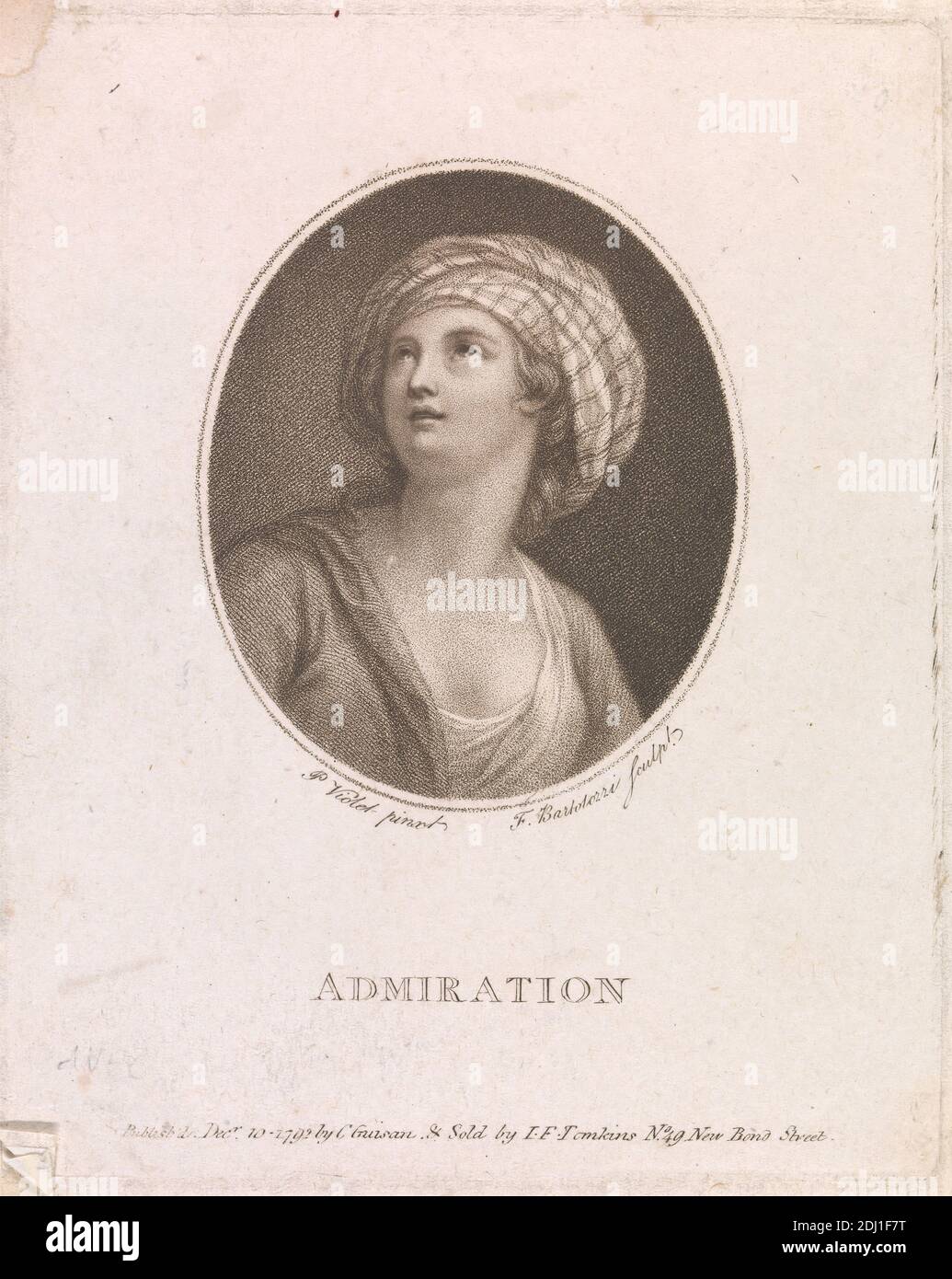 Ammirazione, Francesco Bartolozzi RA, 1728–1815, italiano, attivo in Gran Bretagna (1764–99), dopo Pierre N. Violet, 1749–1819, francese, 1792, incisione Foto Stock