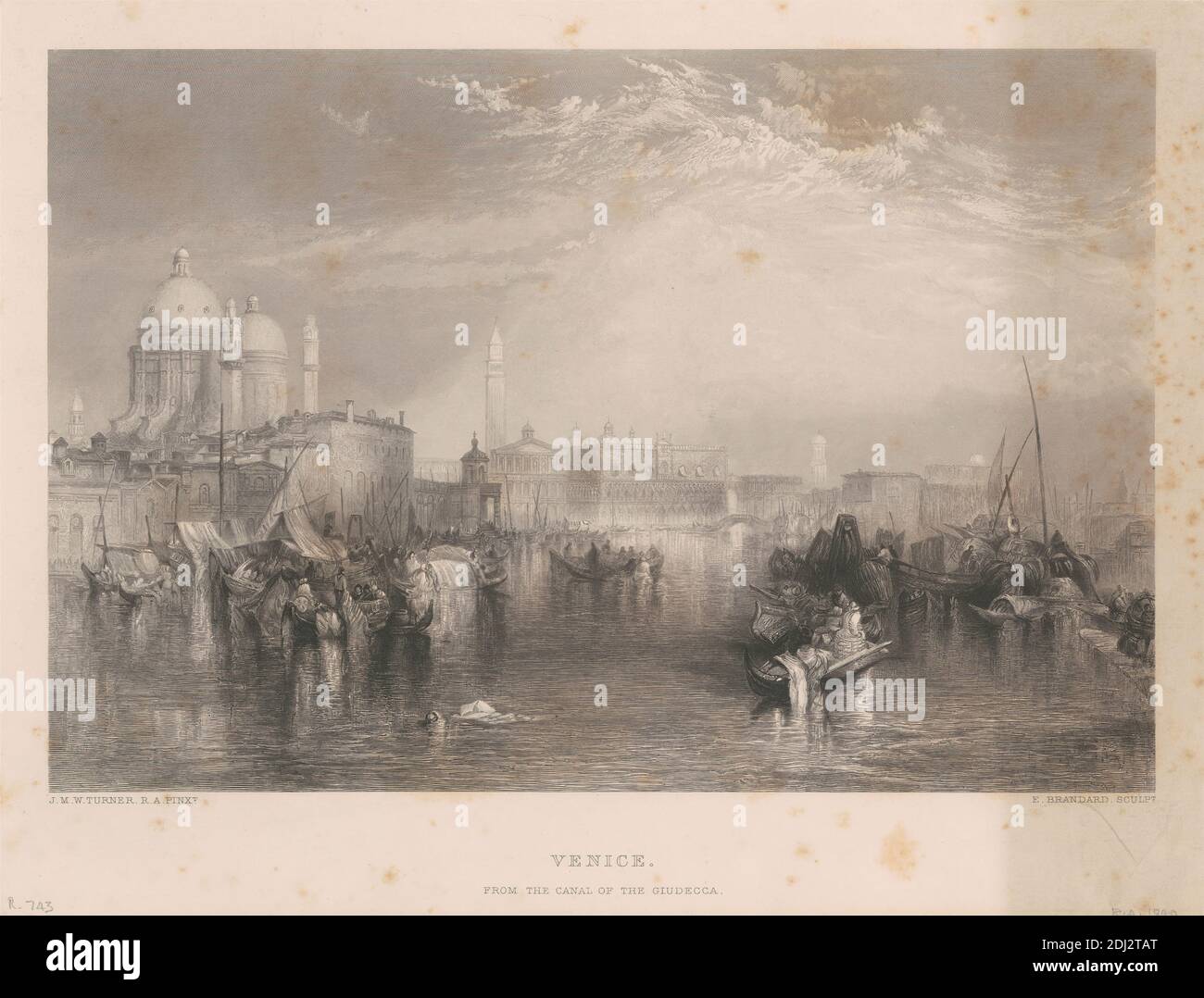 Venezia dal canale della Giudecca, Edward P. Brandard, 1819–1898, inglese, dopo Joseph Mallord William Turner, 1775–1851, inglese, 1859-1879, incisione in acciaio Foto Stock