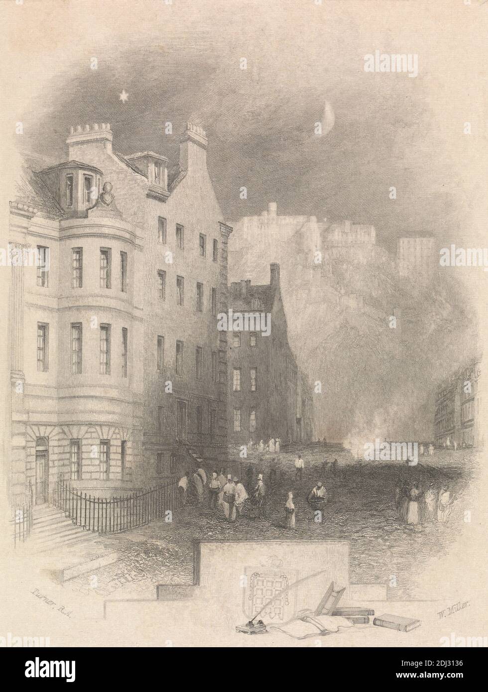 Scott's Birthplace, n.30, Castle Street, Edimburgo, William Miller, 1796–1882, inglese, dopo Joseph Mallord William Turner, 1775–1851, inglese, 1839 Foto Stock