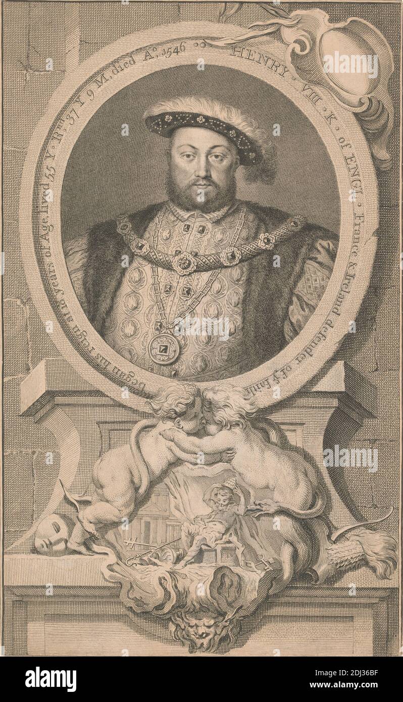 Enrico VIII, re d'Inghilterra, Jacobus Houbraken, 1698–1780, olandese, artista precedentemente sconosciuto, senza nome Foto Stock