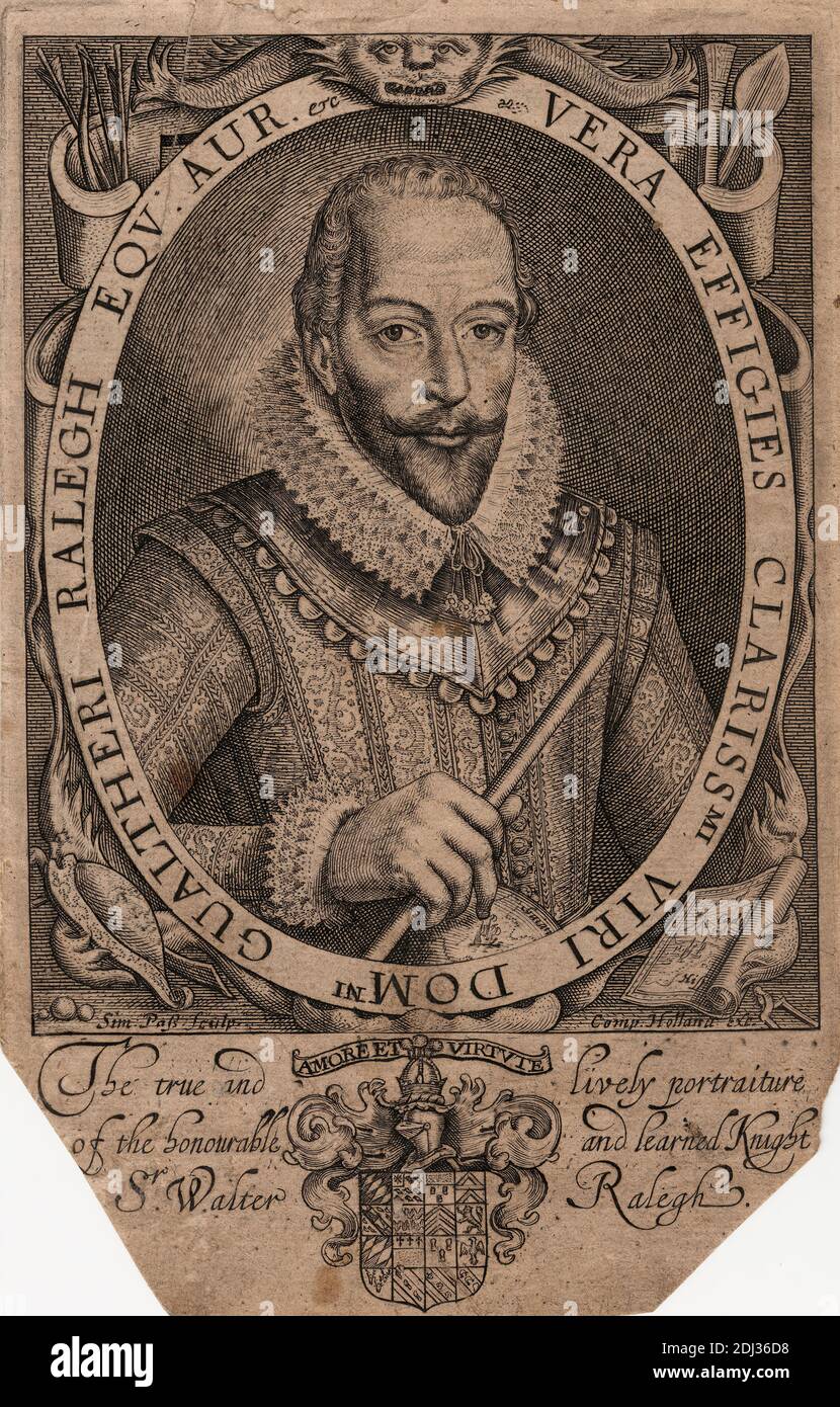 Sir Walter Ralegh, Simon de Pas, ca. 1595–1647, olandese, attivo in Danimarca, dopo artista sconosciuto, non ha dato Foto Stock