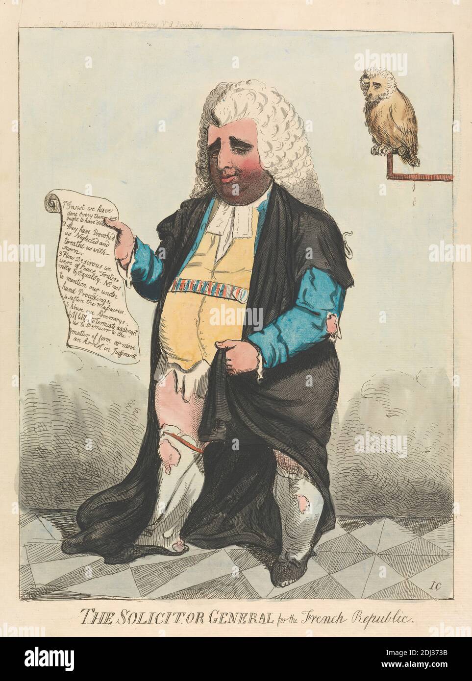 Il Solicitor Generale per la Repubblica francese, Isaac Cruikshank, 1756–1810, British, 1793, Etching, colore a mano, foglio: 13 1/8 x 9 7/8in. (33.3 x 25,1 cm Foto Stock
