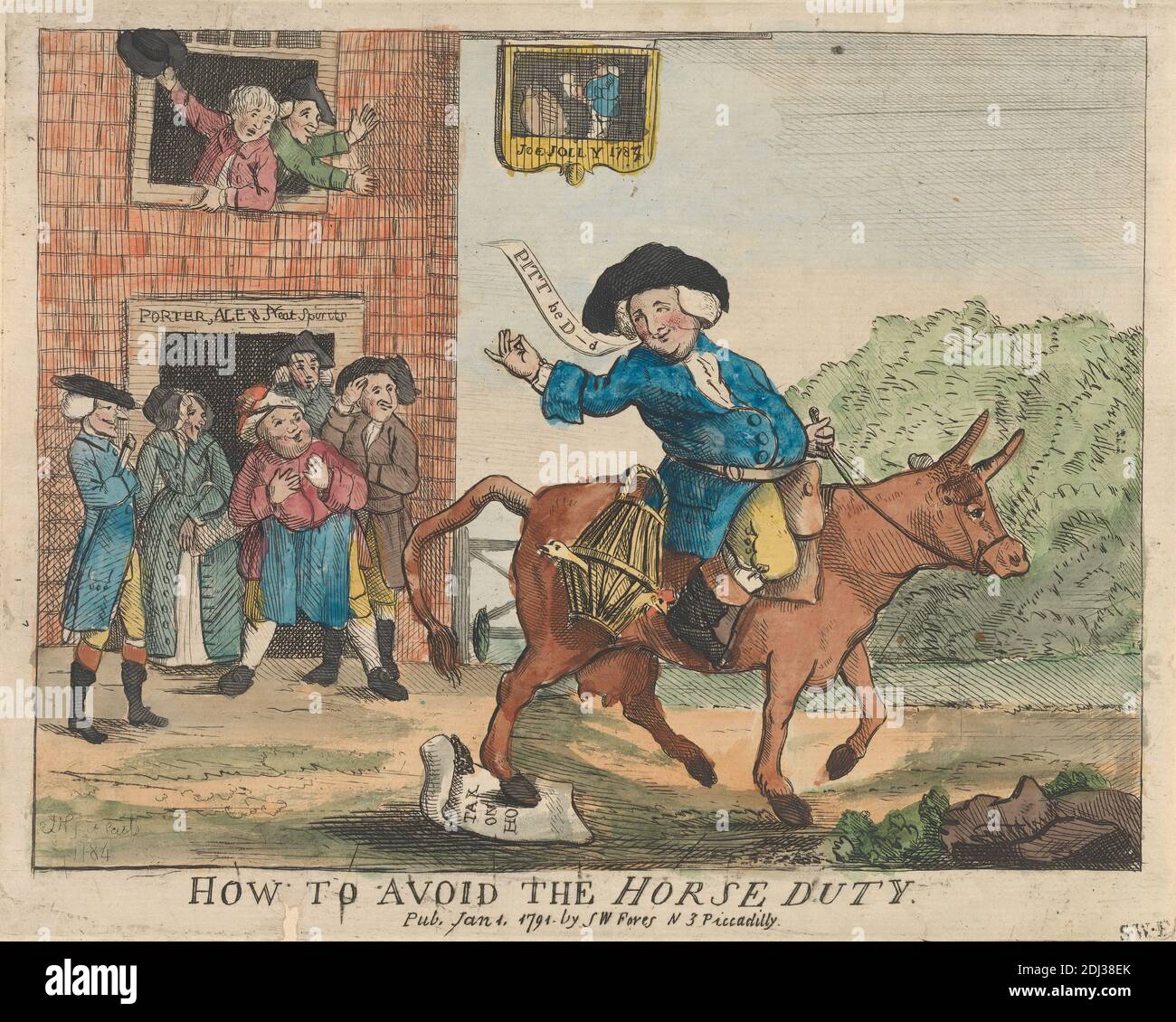 Come evitare il Cavallo, John Nixon, ca. 1760–1818, inglese, 1791, Etching, colore a mano, foglio: 6 5/8 x 8 3/4" (16.8 x 22,2 cm Foto Stock