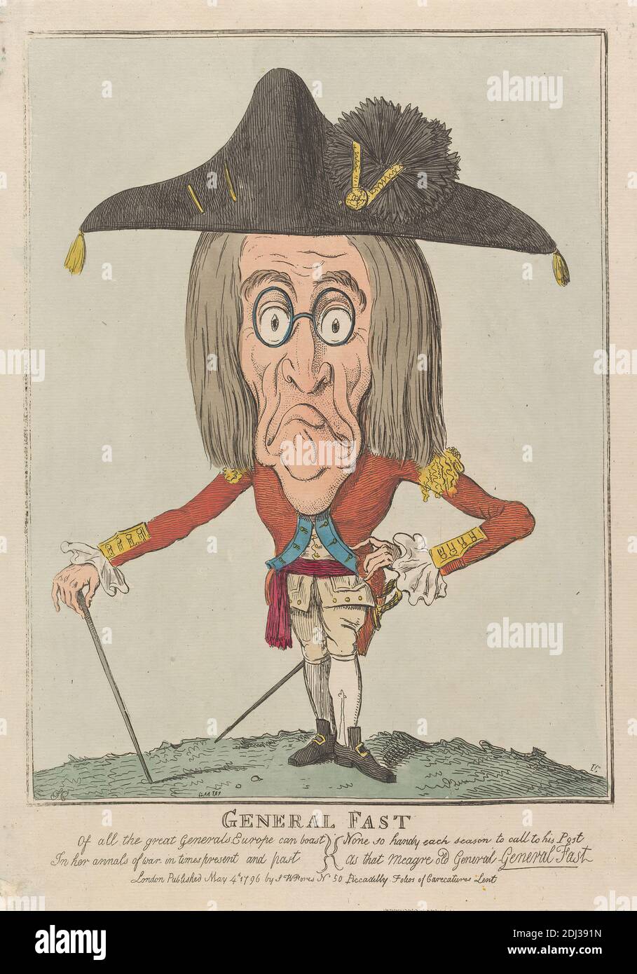 General Fast, Isaac Cruikshank, 1756–1810, British, 1796, Etching, colore a mano, foglio: 10 x 7 1/2in. (25.4 x 19,1 cm Foto Stock