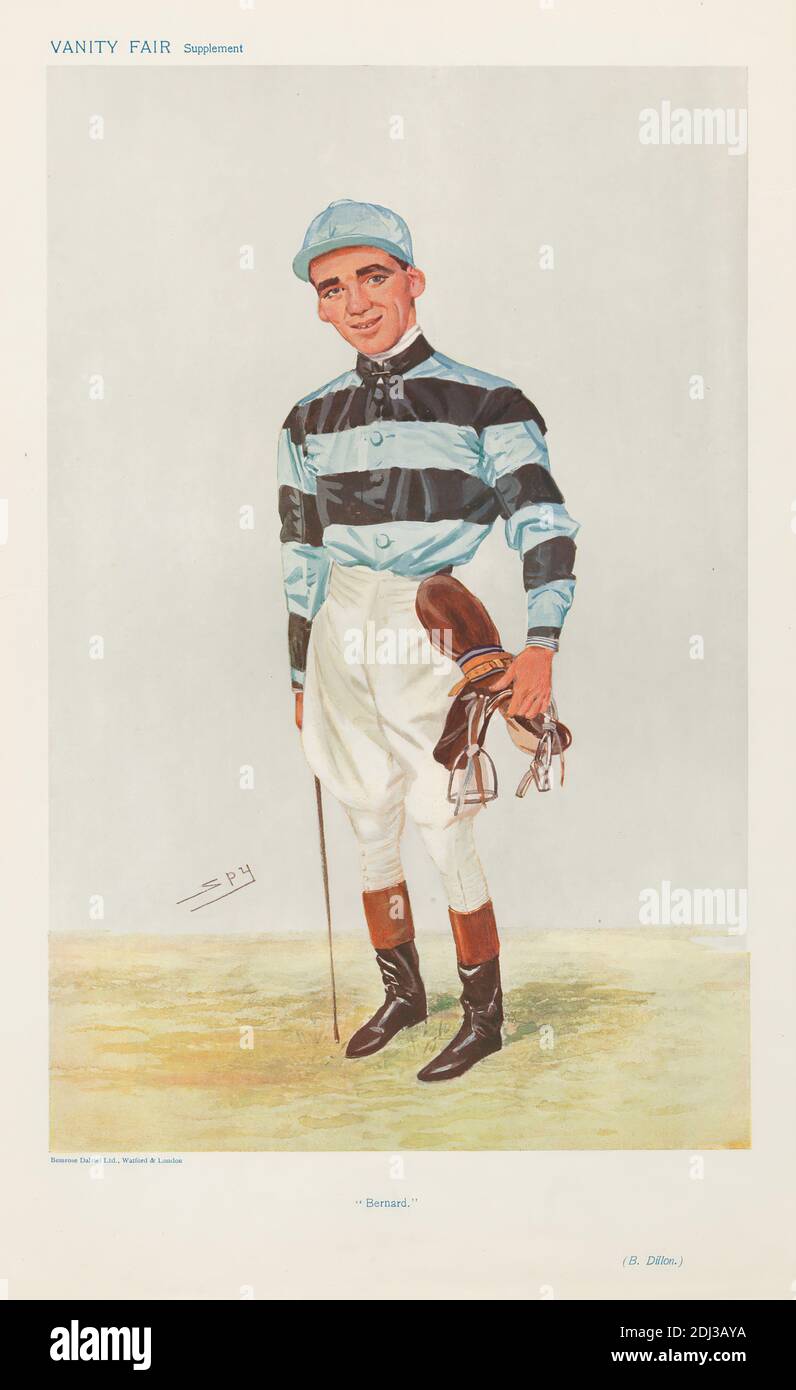 Vanity Fair: Jockeys; 'Bernard', Bernard Dillon, 12 settembre 1906, Leslie Matthew 'Sty' Ward, 1851–1922, British, 1906, Chromolithograph Foto Stock