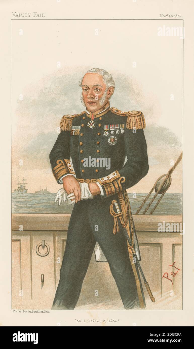 Vanity Fair: Militare e Marina; 'on 1 China Station', Ammiraglio Sir Edward Fremantle, Stampa fatta da artista sconosciuto, XIX secolo, ca. 1894, Chromolitografia Foto Stock