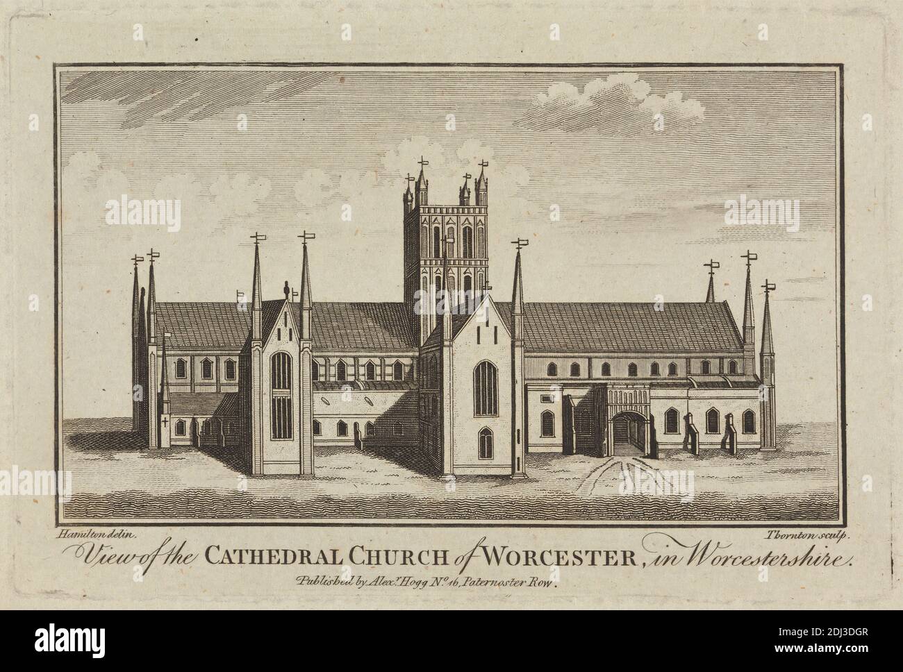 Vista della Chiesa Cattedrale di Worcester, nel Worcestershire, Thornton, 18 ° secolo, dopo l'artista sconosciuto, ( Hamilton ), senza data Foto Stock