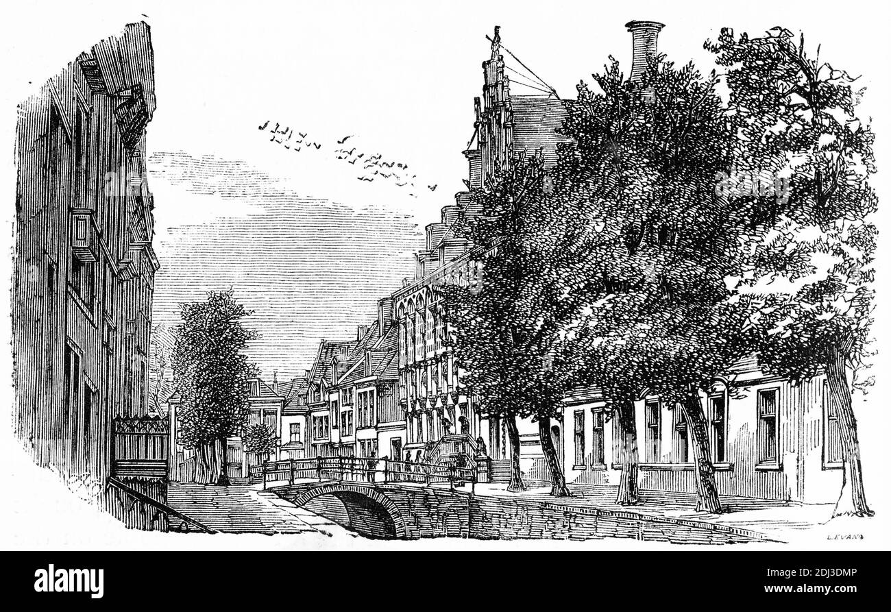 Incisione della casa di correzione a Leeuwarden, Olanda Foto Stock