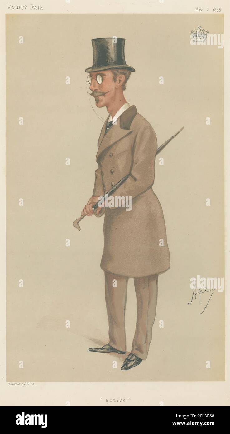 Vanity Fair: Newspapermen; 'Active', Lord Dunraven, 4 maggio 1878, Carlo Pellegrini, 1839–1889, Italiano, 1878, Chromolithograph Foto Stock