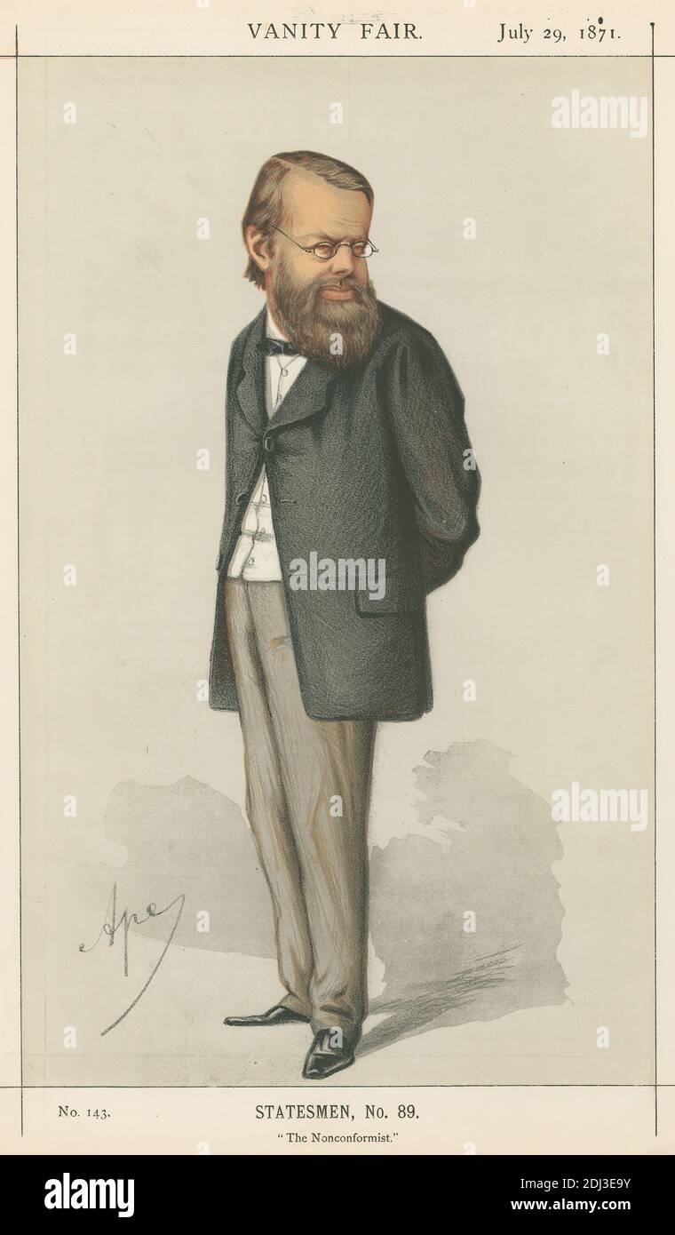 Vanity Fair: Newspapermen; 'il non conformista', Miall, 29 luglio 1871, Carlo Pellegrini, 1839–1889, Italiano, 1871, Chromolithograph Foto Stock