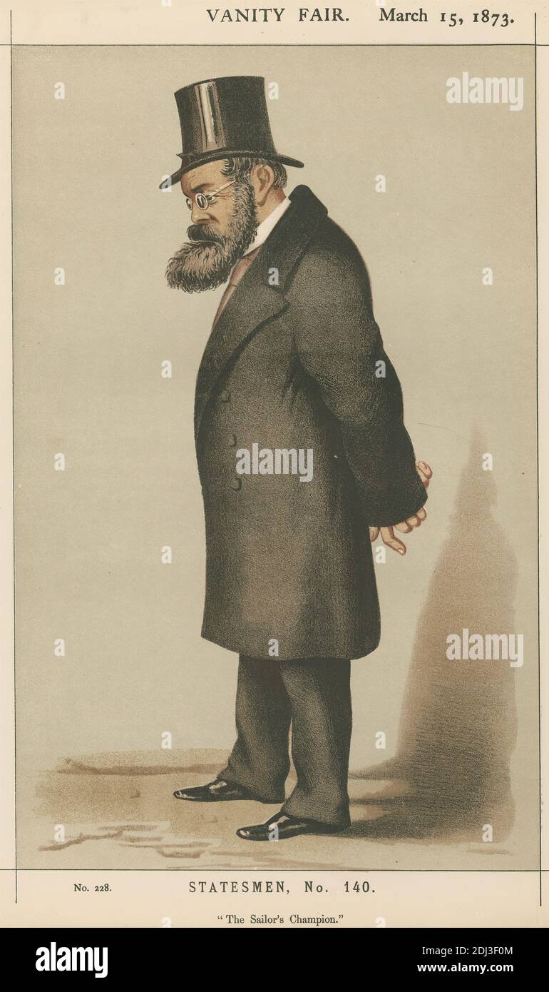 Politici - Vanity Fair. 'Il campione del marinaio.' Il Sig. Samuel Plimsoll. 15 marzo 1873, artista sconosciuto, XIX secolo, 1873, Chromolithograph Foto Stock