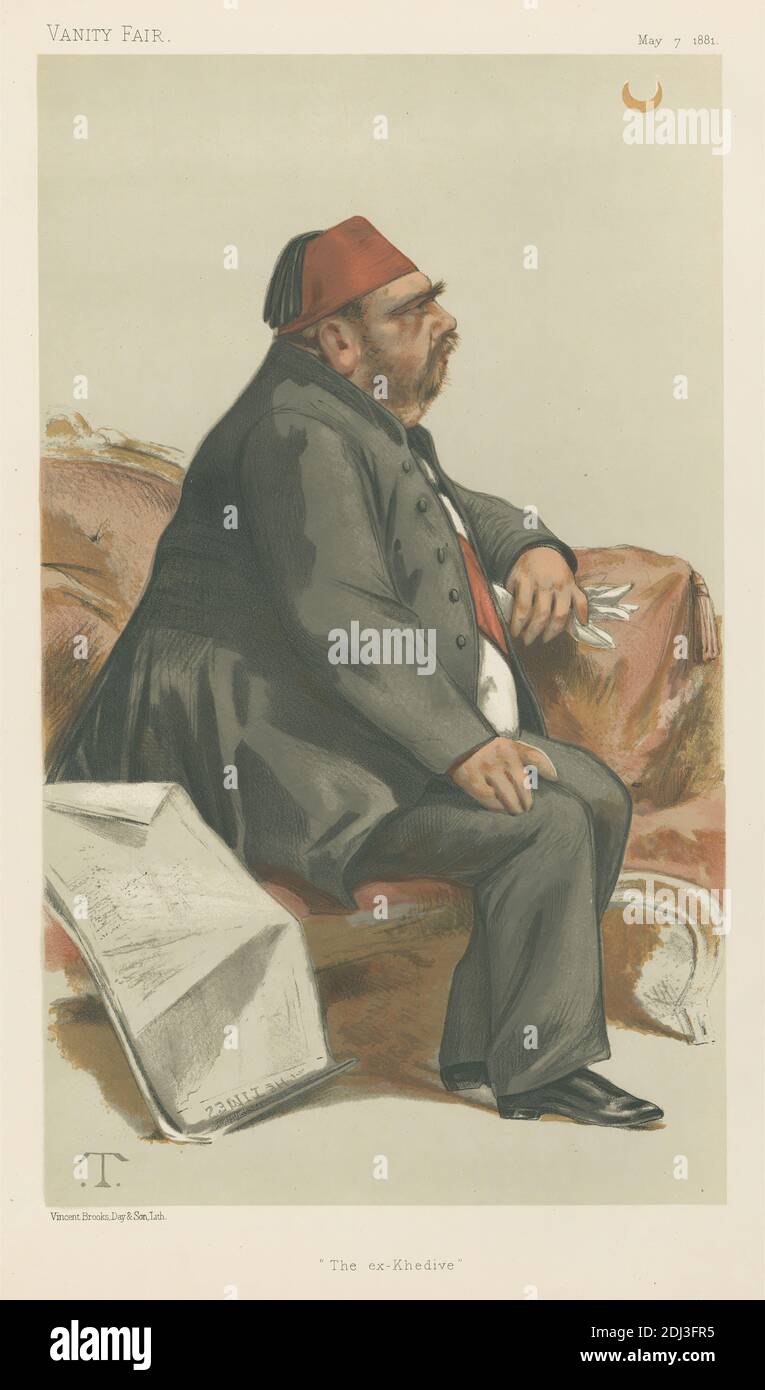 Vanity Fair: Re; 'l'ex-Khedive', sua altezza Ismail Pacha, 7 maggio 1881, Theobald Chartran, 1849–1907, francese, 1881, Chromolithograph Foto Stock
