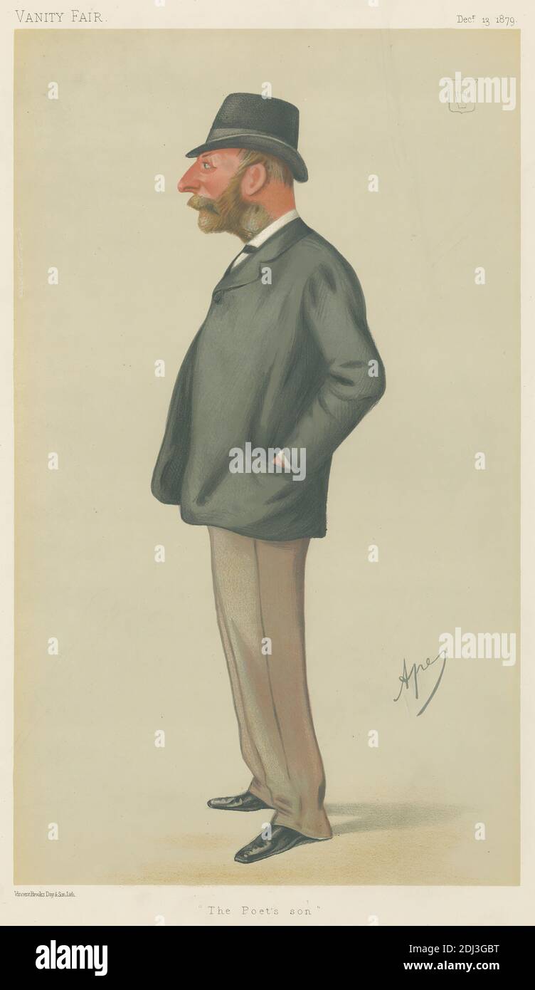 Vanity Fair: Teatro; 'il Figlio del poeta', Sir Percy Florence Shelley, 13 dicembre 1879, Carlo Pellegrini, 1839–1889, Italiano, 1879, Chromolithograph Foto Stock