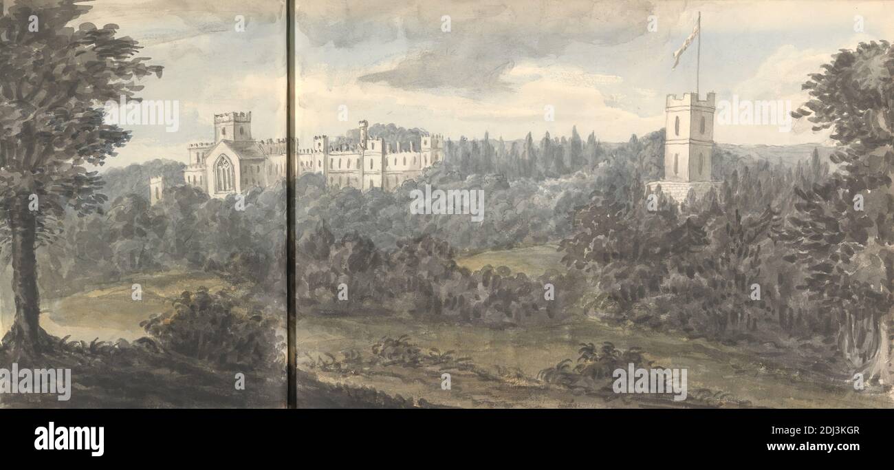 Alton Towers agosto 1830, Anne Rushout, ca. 1768–1849, British, 1830, acquerello su carta di wove crema di spessore moderato e leggermente testurizzata Foto Stock