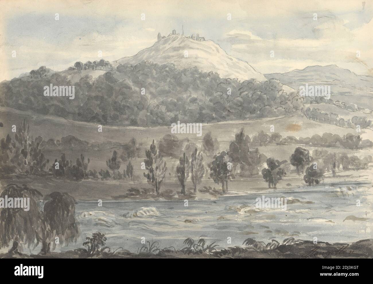 Llangollen, Anne Rushout, ca. 1768–1849, inglese, da 1824 a 1832, acquerello su carta di wove crema di spessore moderato e leggermente testurizzata Foto Stock