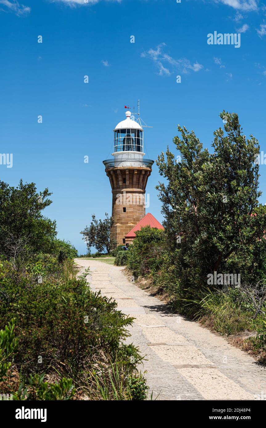 La casa di luce conosciuta anche come stazione di luce di testa di Barrenjoey Foto Stock