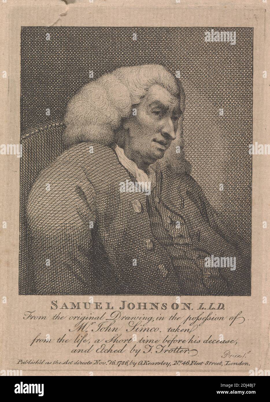 Samuel Johnson, Thomas Trotter, ca. 1750–1803, britannico, dopo artista sconosciuto, non datato, incisione, foglio: 7 x 4 poll. (17.8 x 10,2 cm Foto Stock
