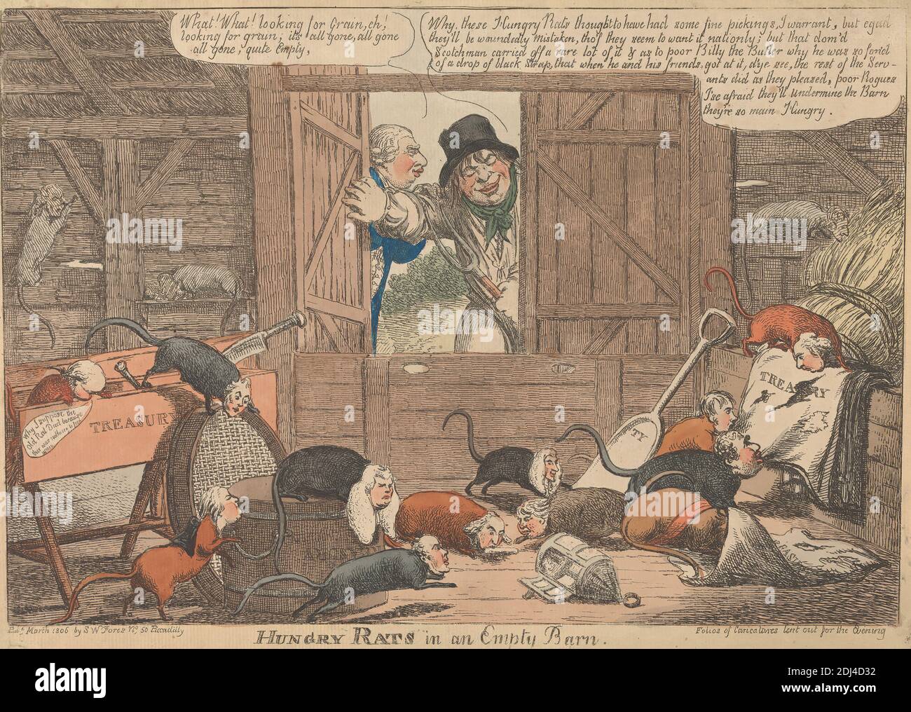 Ratti affamati in un granaio vuoto, Charles Williams, attivo 1796–1830, inglese, 1806, incisione Foto Stock