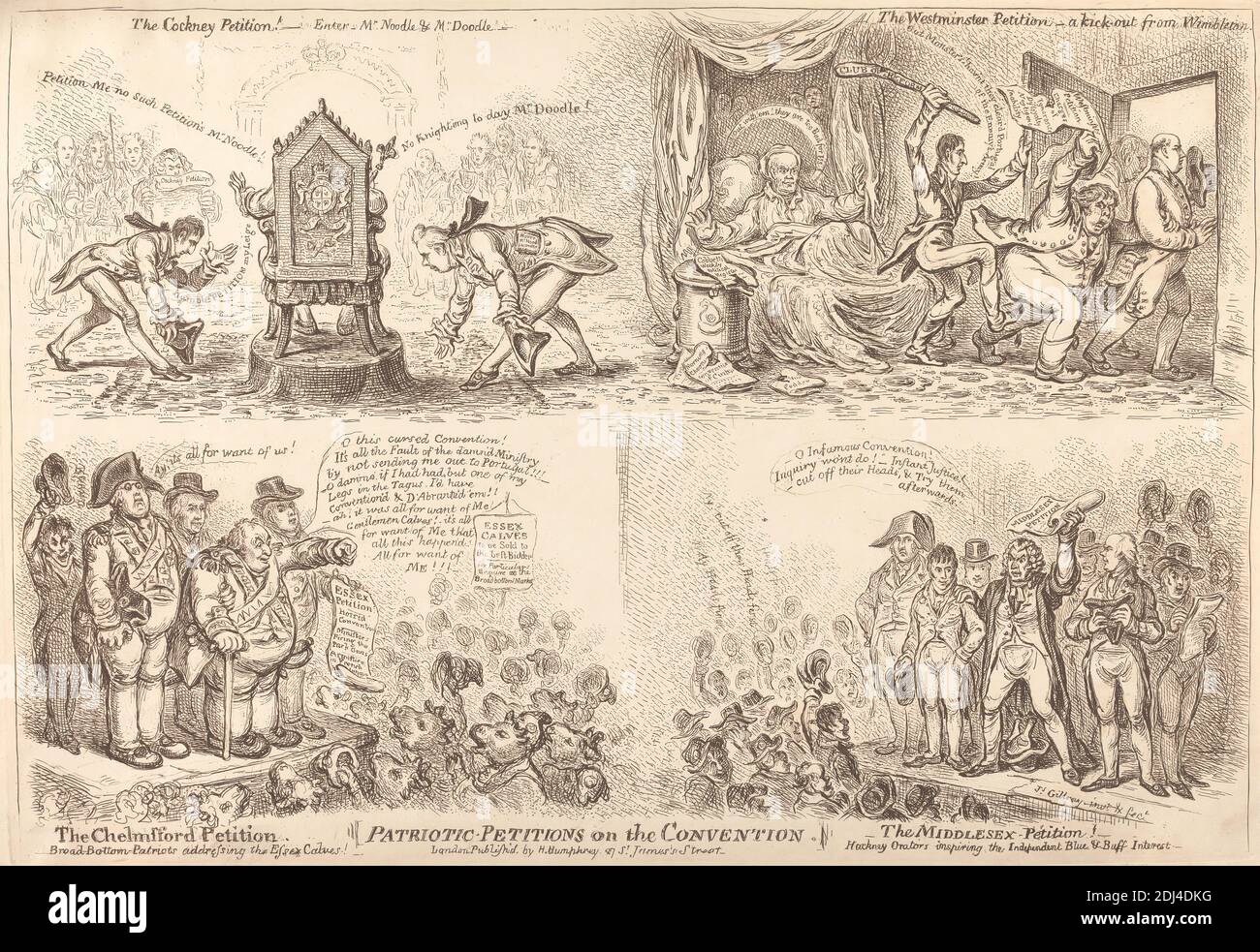 Patriotic petizioni on the Convention, James Gillray, 1757–1815, British, c.. 1808, acquaforte Foto Stock