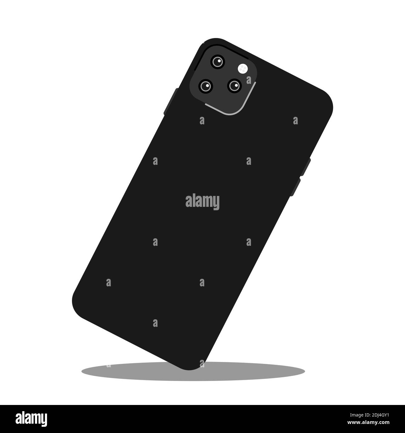 Smartphone moderno con tre fotocamere multiple - dispositivo dal retro e dal retro. Illustrazione vettoriale isolata in bianco e con ombra sotto l'elettro Foto Stock Smartphone moderno con tre fotocamere multiple - dispositivo dal retro e dal retro. Illustrazione vettoriale isolata in bianco e con ombra sotto l'elettro Foto Stock