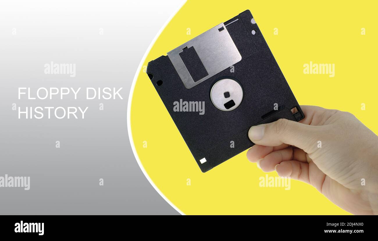 Floppy disk in mano Foto Stock