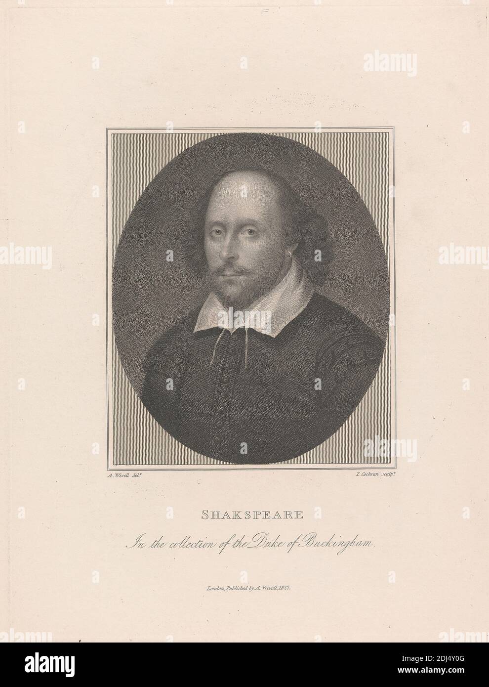 Shakspeare, Abraham Wivell, 1786–1899, British, 1827, incisione, incisione a pioli e incisione a linea su carta wove, immagine: 5 3/8 x 4 1/2in. (13.7 x 11,4 cm), foglio: 12 1/2 x 9 3/4" (31.8 x 24,8 cm) e piastra: 9 3/4 x 7 3/8" (24.8 x 18,7 cm Foto Stock