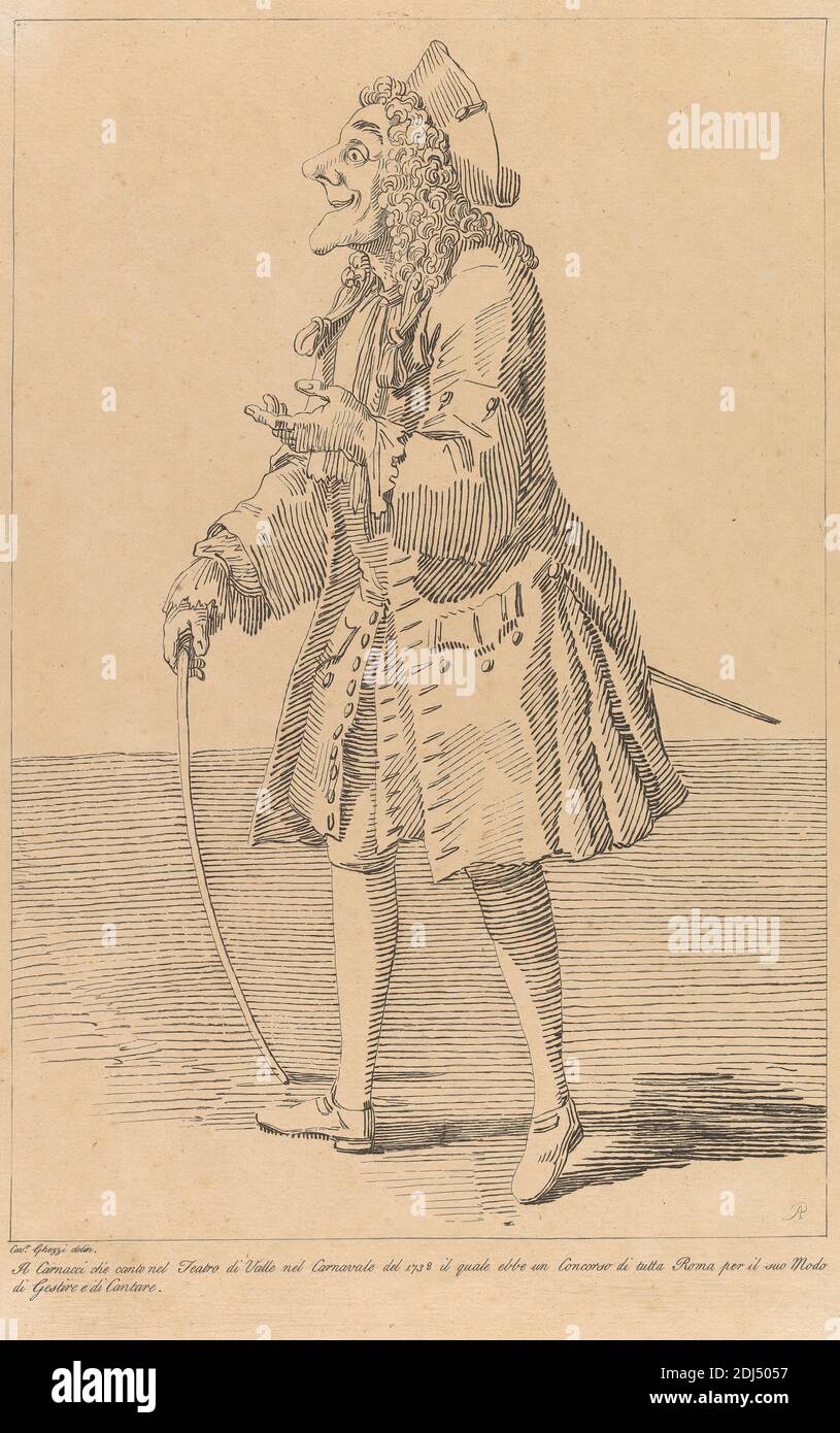 Senza titolo: Attore, Arthur Pond, ca. 1705–1758, inglese, dopo Pier Leone Ghezzi, 1674–1755, italiano, 1740, foglio: 13 1/2 x 8 1/2in. (34.3 x 21.6 cm Foto Stock