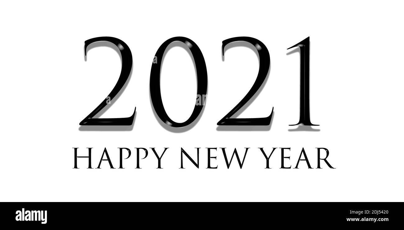 Felice anno nuovo 2021 testo design Foto Stock