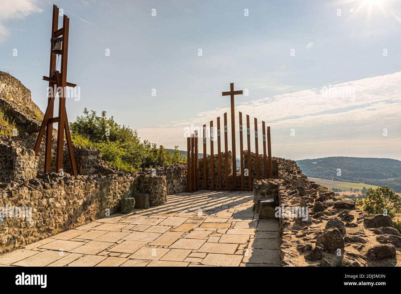 Ricostruito campanile sulla cappella del Waldeck-Castello a Kemnath-Waldeck, Germania Foto Stock