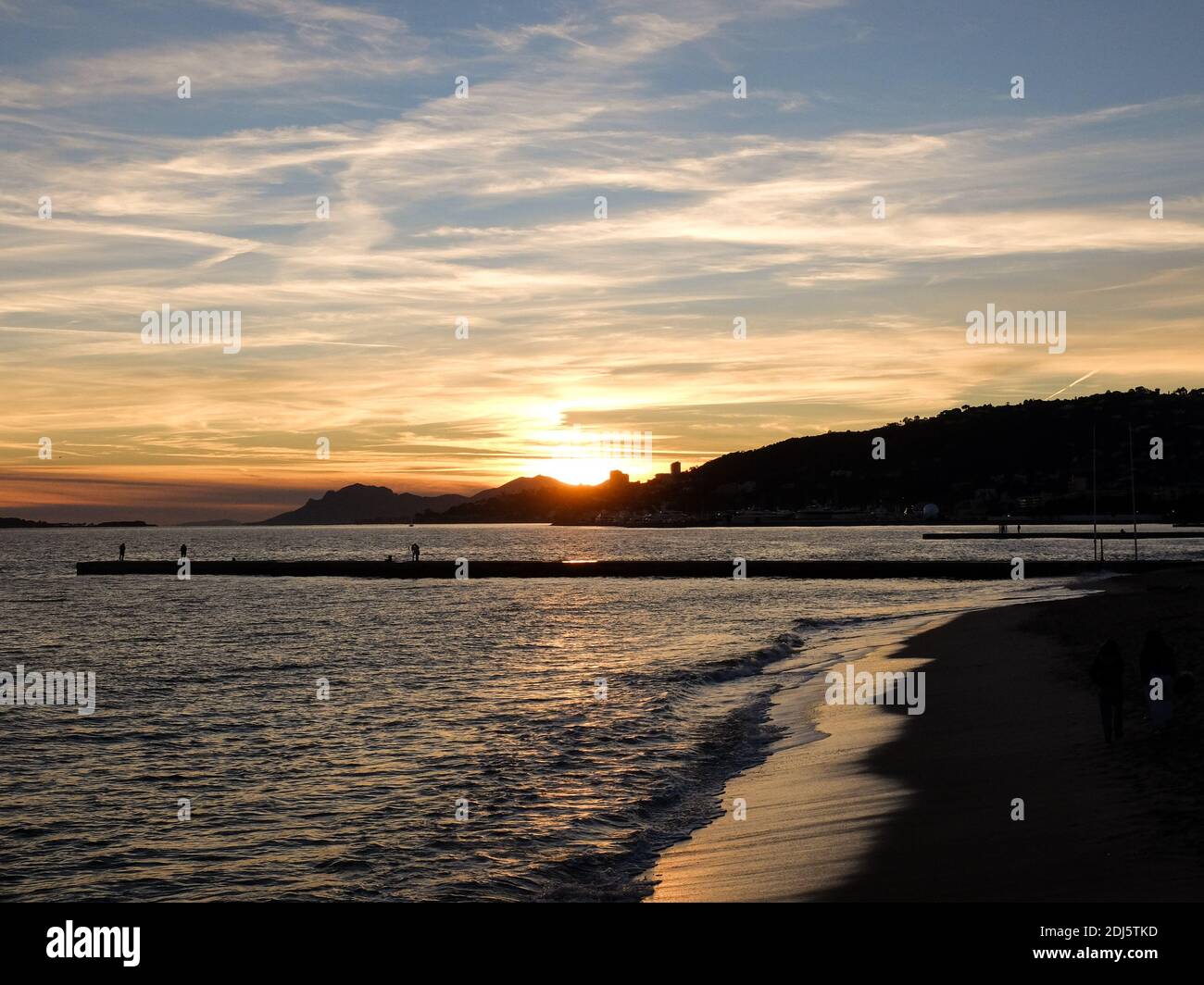 Tramonto sulla spiaggia Foto Stock