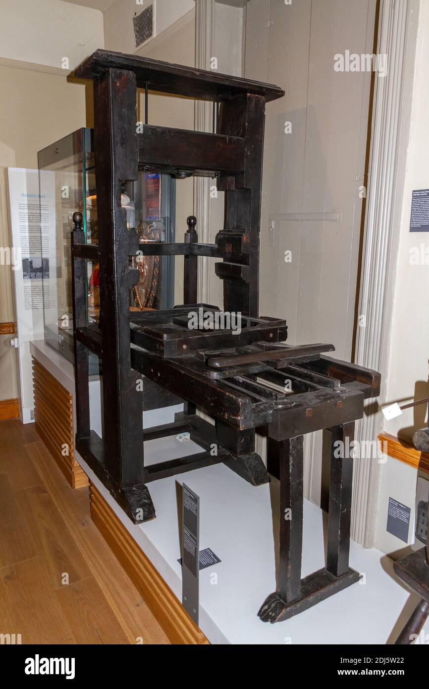 Una macchina da stampa da stampanti S e J Ridge, National Civil War Center, Newark Museum, Newark-on-Trent, Notts, Regno Unito. Foto Stock