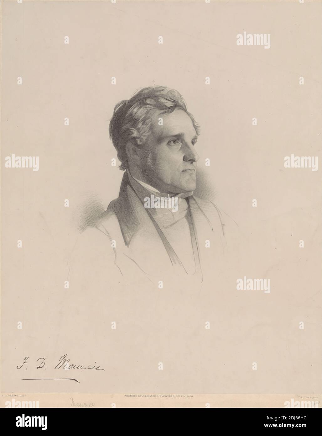 Il reverendo John Frederick Denison Maurice, Stampa fatta da James Henry Lynch, attivo 1815, morto 1868, inglese, 1858, litografia su carta media, leggermente testurizzata, crema di wove Foto Stock