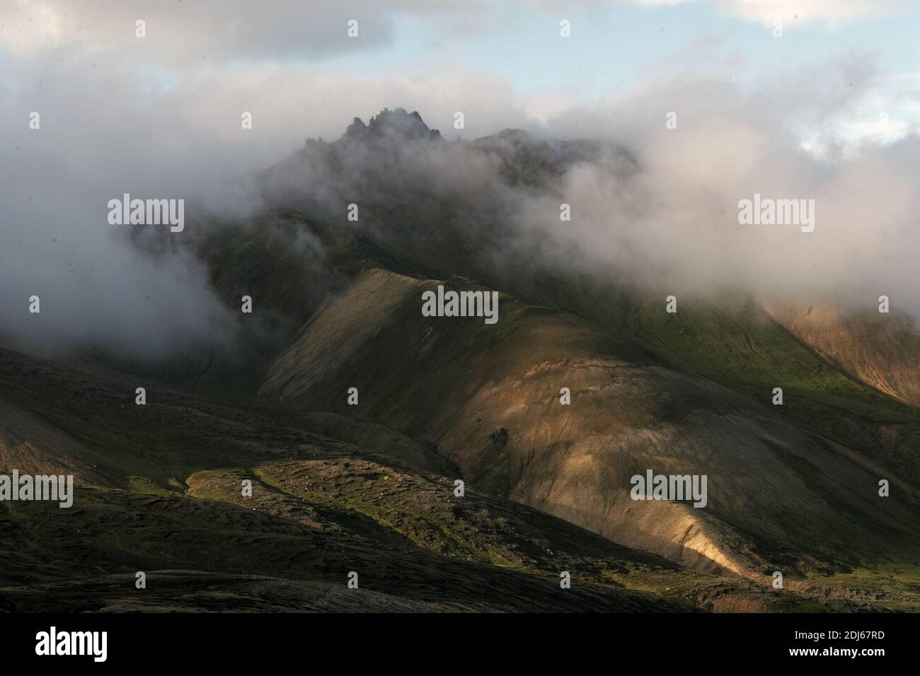 Misterioso luogo selvaggio, Islanda orientale. Paesaggio tipico islandese, Islanda orientale, Islanda Foto Stock