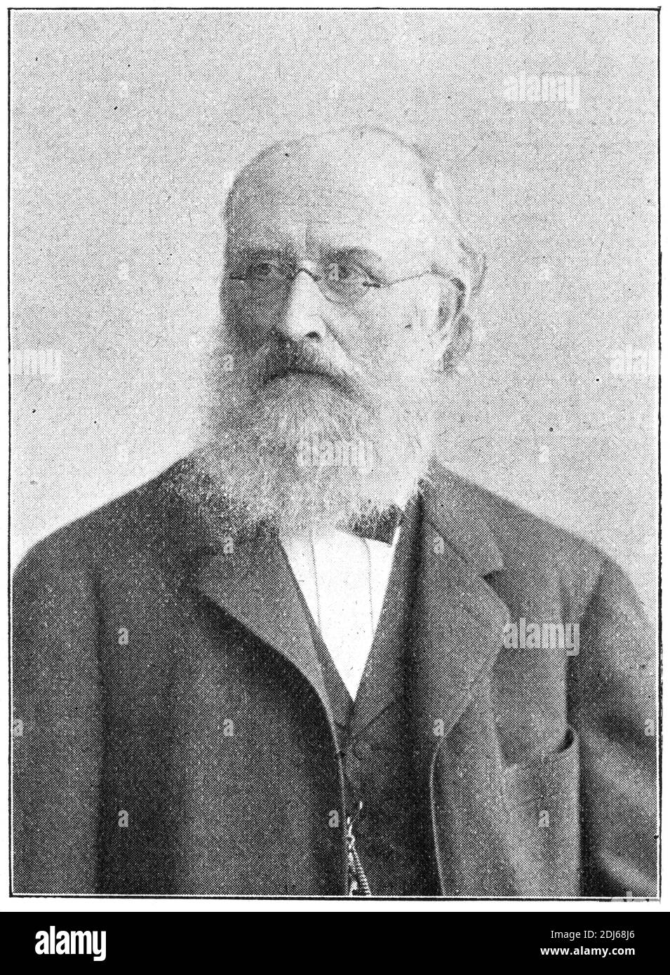 Ritratto di Gustav Kirchhoff - un fisico tedesco che ha contribuito alla comprensione fondamentale dei circuiti elettrici, la spettroscopia. Illustrazione del 19 ° secolo. Germania. Sfondo bianco. Foto Stock