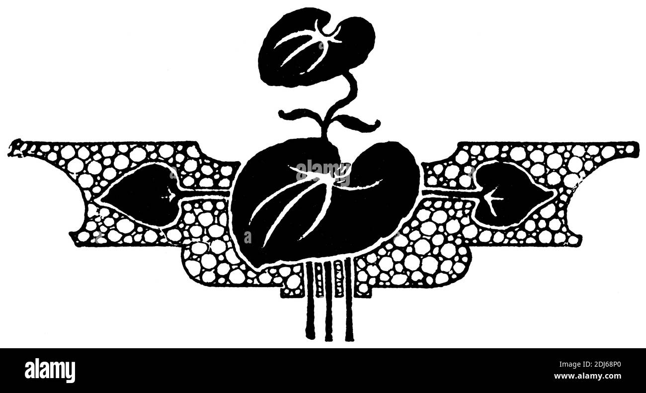 Ornamento astratto, separatore di capitolo in un libro. Illustrazione del 19 ° secolo. Germania. Sfondo bianco. Foto Stock