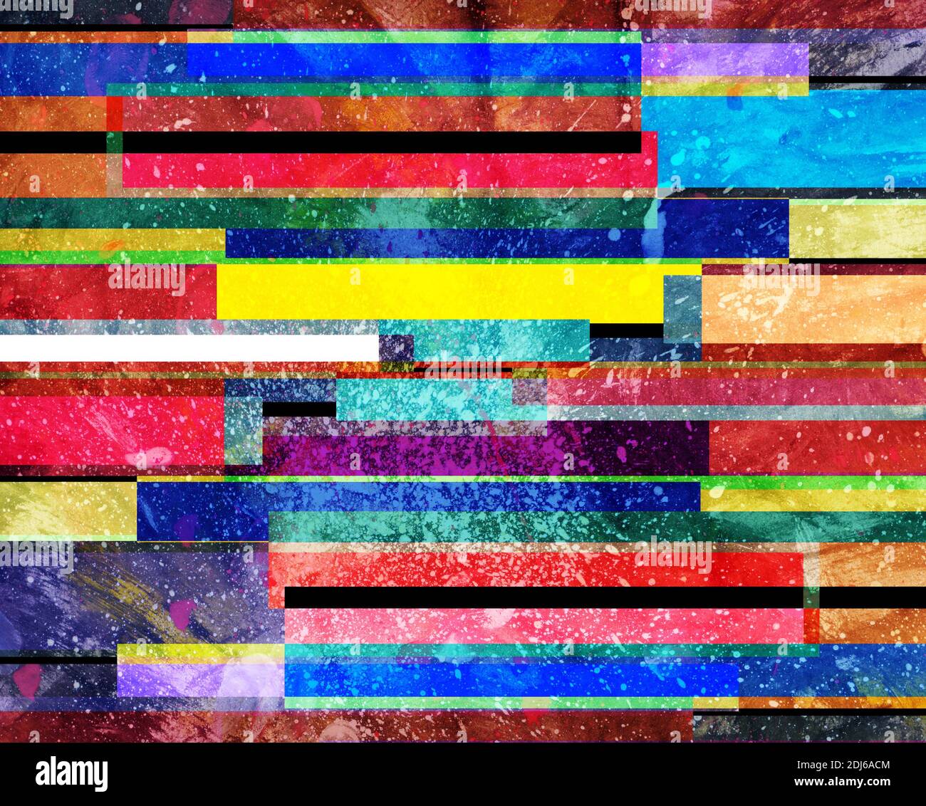 Illustrazione astratta dei colori ad acqua delle strisce geometriche multicolore. Modello di esempio per la progettazione e la pubblicità Foto Stock