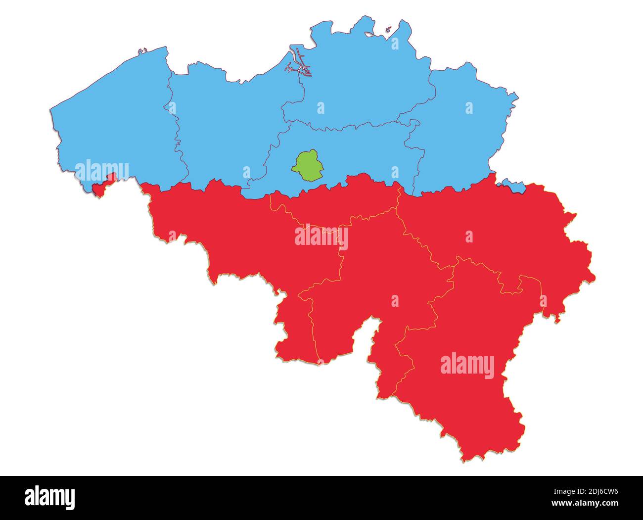 Mappa del Belgio, singole regioni e province vuote Foto Stock
