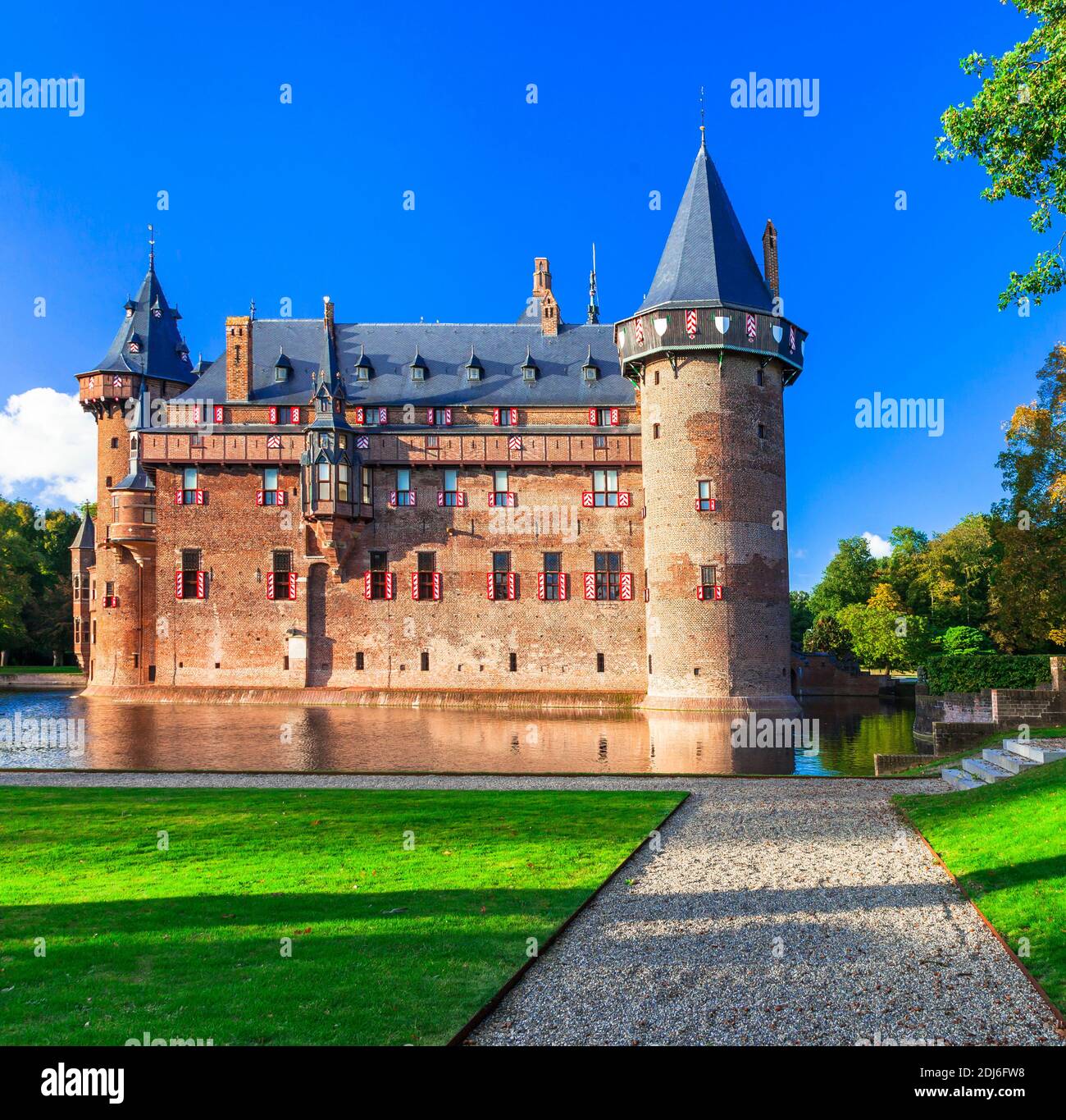 I castelli medievali più belli d'Europa - De Haar in Olanda, Utrecht città, Paesi Bassi Foto Stock